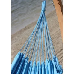 Hamac double bleu à pompons