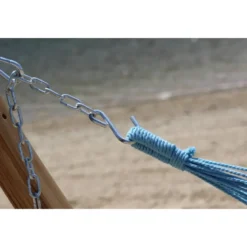 Hamac double bleu à pompons