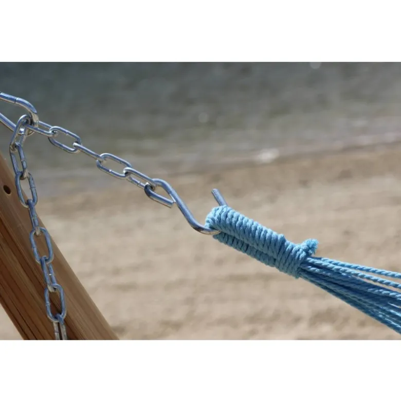 Hamac double bleu à pompons