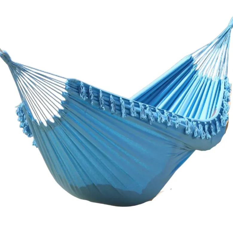 Hamac double bleu à pompons