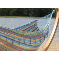 Hamac double franges pastel