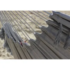 Hamac double gris à pompons