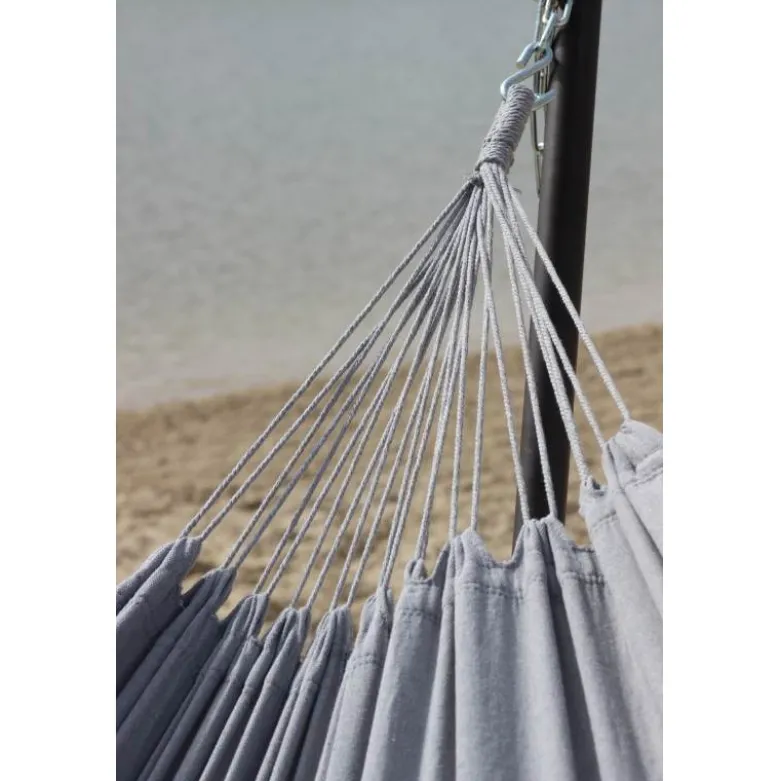 Hamac double gris à pompons
