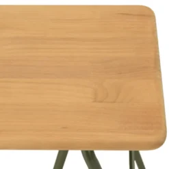 Helena - console plateau en bois pin et pieds tréteaux en métal vert