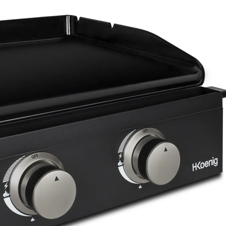 H.koenig plx1022 - plancha 2 brûleurs u noire fonte émaillée