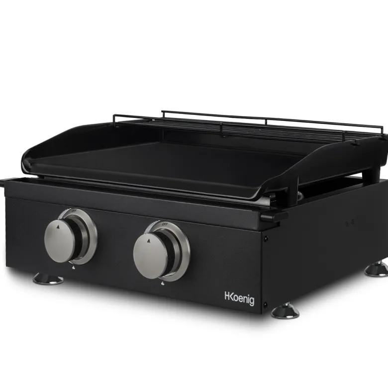 H.koenig plx1022 - plancha 2 brûleurs u noire fonte émaillée