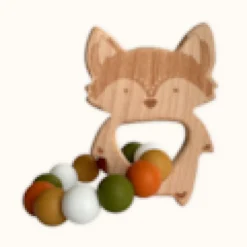 Hochet bois et silicone renard