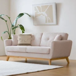 Hoga canapé 3 places scandinave velours côtelé beige