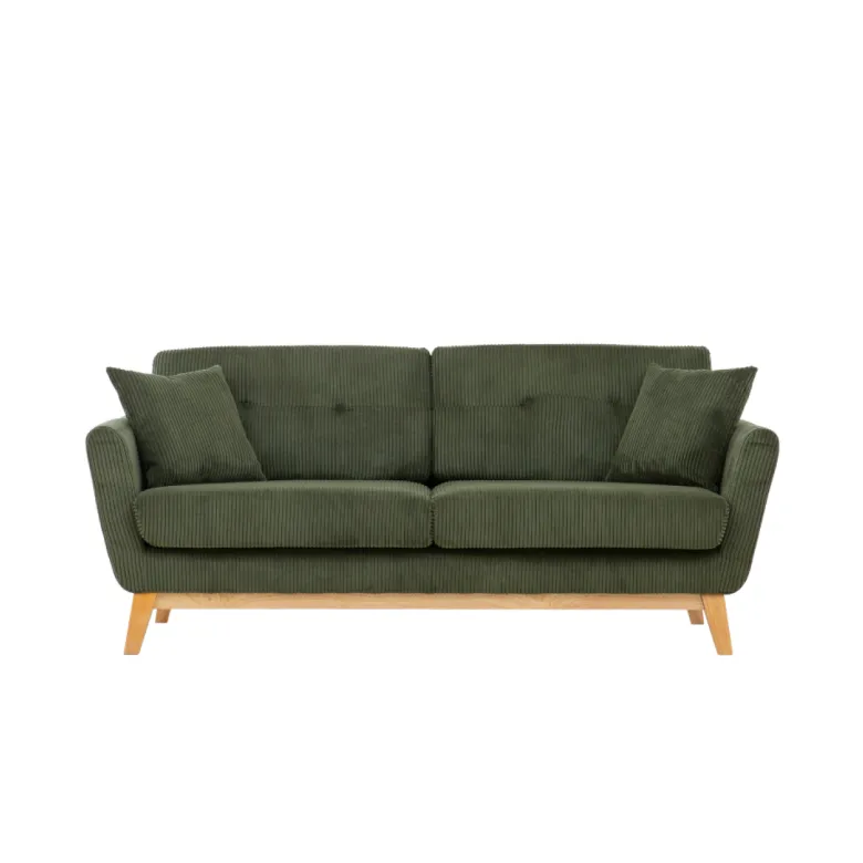 Hoga canapé 3 places scandinave en velours côtelé vert