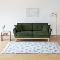 Hoga canapé 3 places scandinave en velours côtelé vert