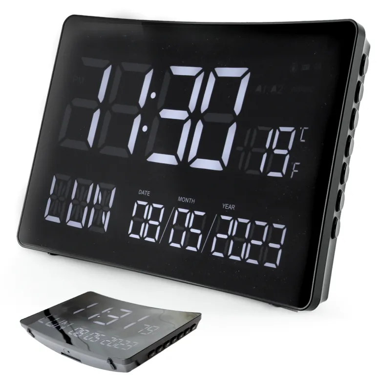 Horloge curve xxl écran incurvé heure température 2 alarmes