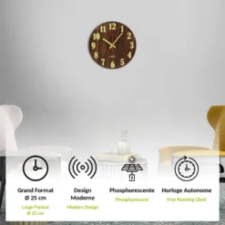 Horloge fishtec light & wood murale