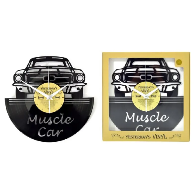 Horloge vinyle recyclé muscle car