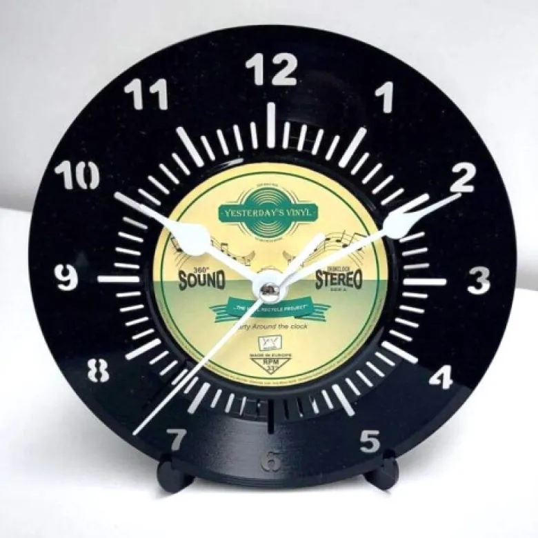 Horloge vinyle 45t recyclé yellow