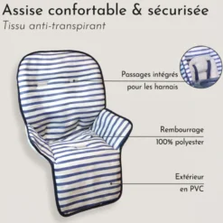 Housse assise chaise haute - marin