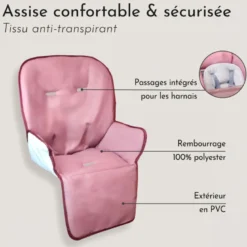 Housse assise chaise haute - rose
