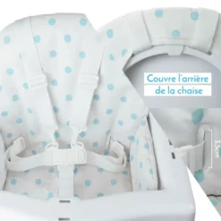 Housse d'assise point bleu chaise haute