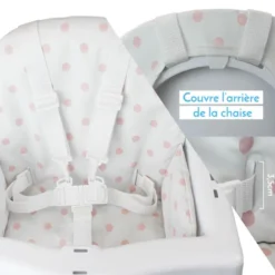 Housse d'assise point rose chaise haute