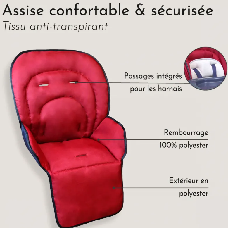 Housse d'assise rouge - chaise haute