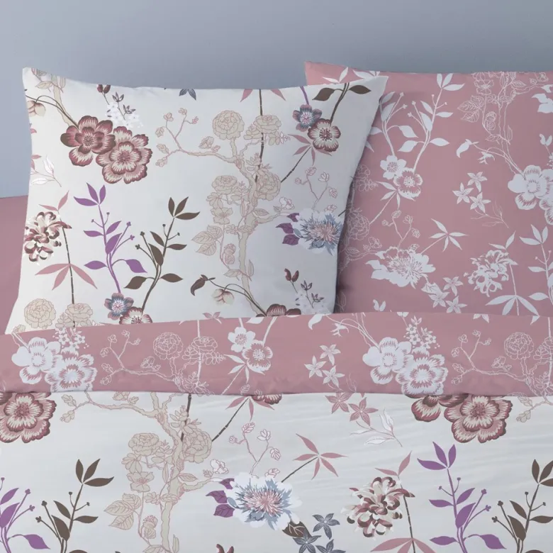 Housse de couette 240x220 hana rose + 2