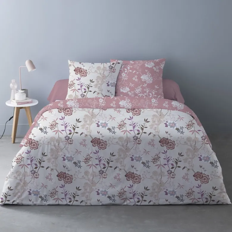Housse de couette 240x220 hana rose + 2