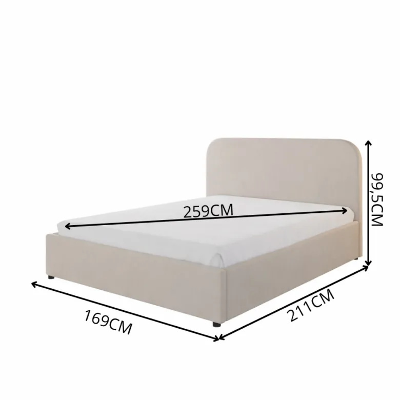 Houston lit avec coffre de rangement 160x200cm velours beige