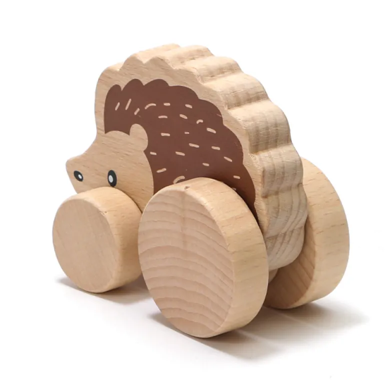 Hérisson à roulettes en bois