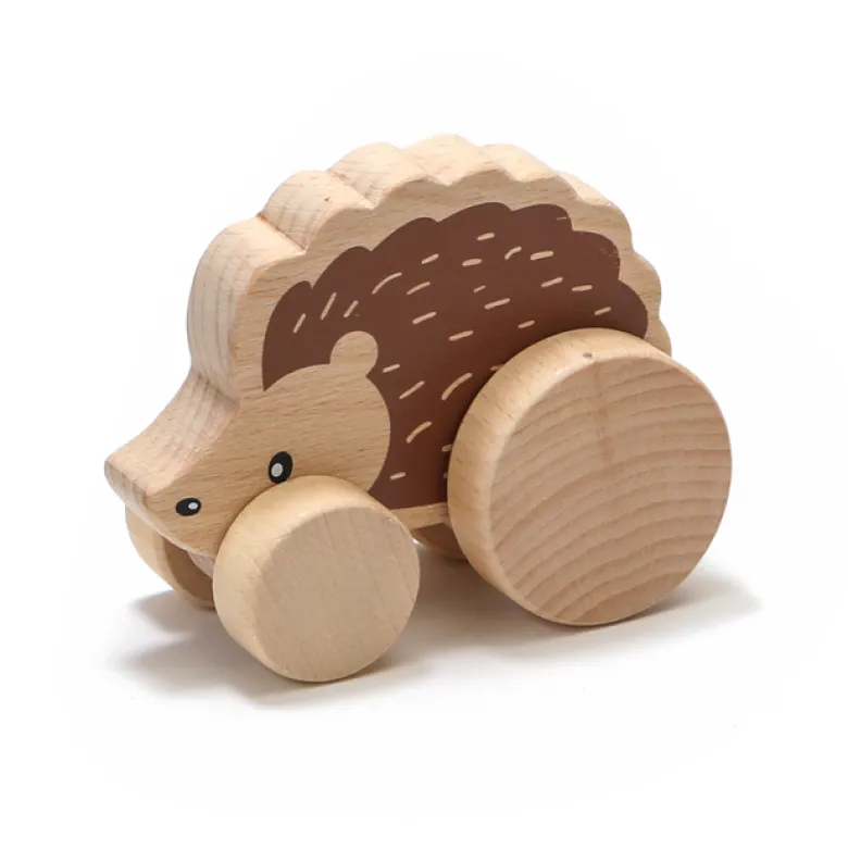 Hérisson à roulettes en bois