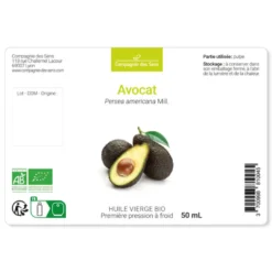 Huile d'avocat bio - 50ml - fraîcheur garantie oxycert® - vierge & de 1?? pressi