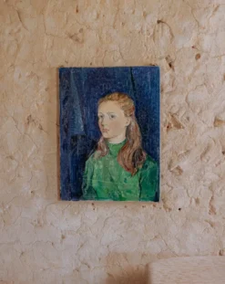 Huile sur toile de la femme aux yeux vert n°367