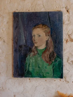 Huile sur toile de la femme aux yeux vert n°367