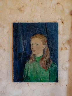 Huile sur toile de la femme aux yeux vert n°367