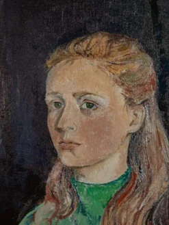 Huile sur toile de la femme aux yeux vert n°367