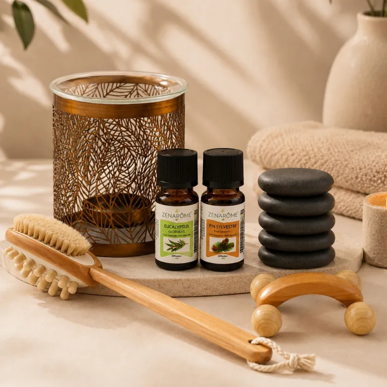 Idée cadeau fête des pères : pack massage, pierres chaudes & aromathérapie