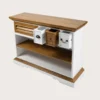 Inda - console en bois de sungkai - blanc et naturel