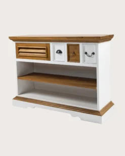Inda - console en bois de sungkai - blanc et naturel