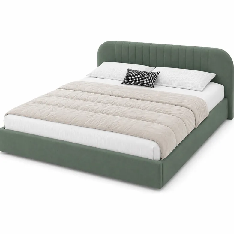 Irvine lit avec coffre de rangement 160x200cm en velours vert