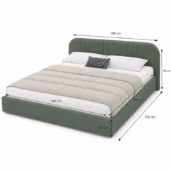Irvine lit avec coffre de rangement 160x200cm en velours vert