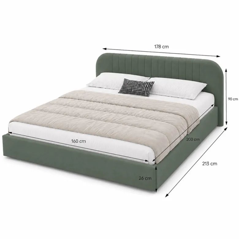 Irvine lit avec coffre de rangement 160x200cm en velours vert