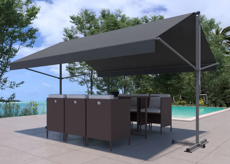 Iseo store banne double pente manuel 4 x 15-15 m taupe