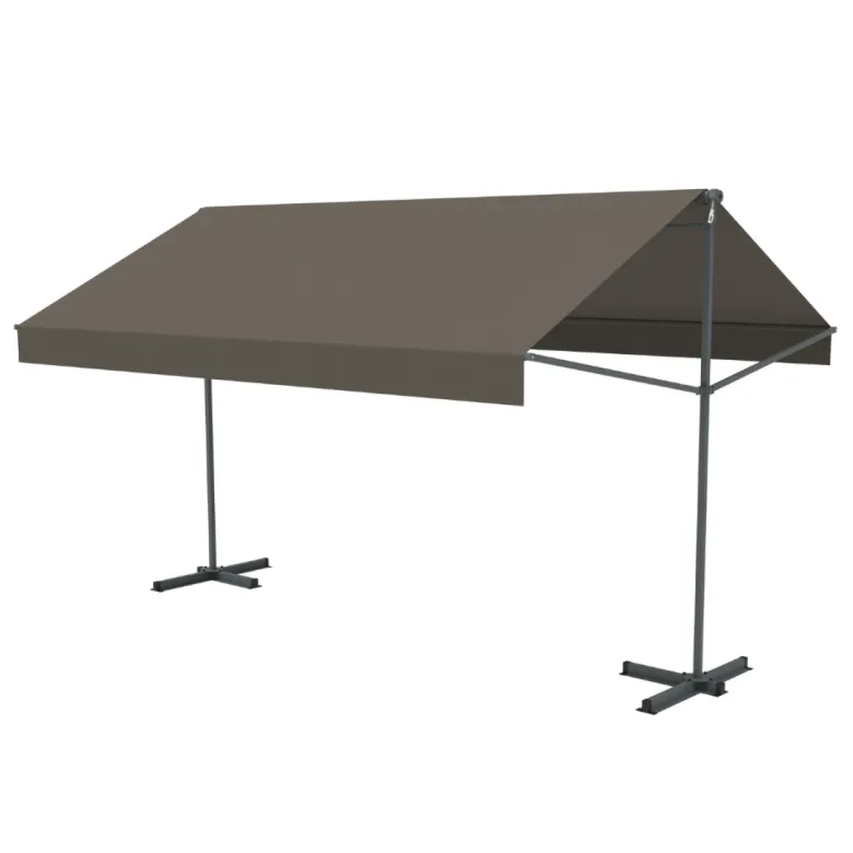 Iseo store banne double pente manuel 4 x 15-15 m taupe