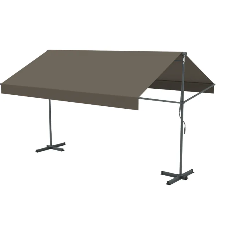 Iseo store banne double pente manuel 4 x 15-15 m taupe