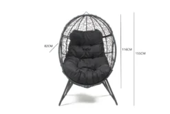 Jane fauteuil œuf sur pied en résine noir effet rotin
