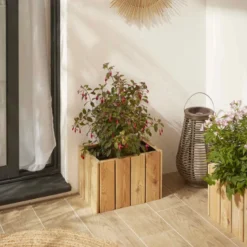 Jardinière acanta - mélèze - 41 x 28 x 28 cm