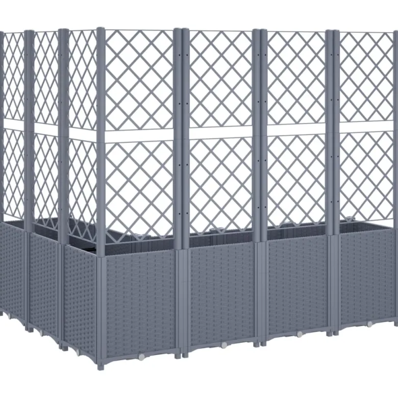 Jardinière bac lit surélevé plantes fleurs terrasse 160 x 120 x 140 cm gris