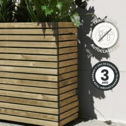 Jardinière en bois 3 pots 90x39,4x80cm