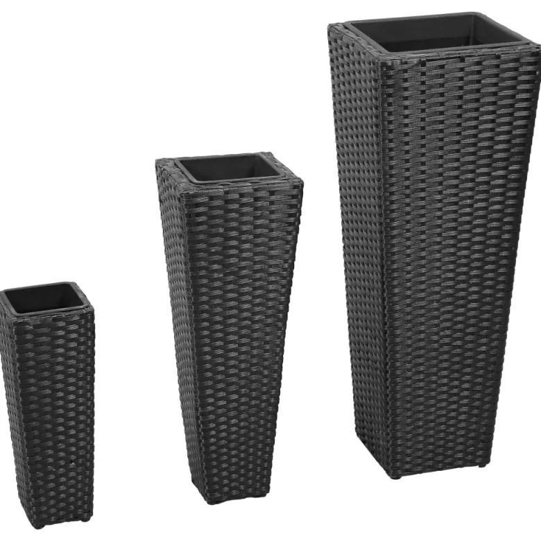 Jardinière lit surélevé plantes fleurs jardin 3 30 x 30 x 80 cm résine noir