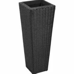 Jardinière lit surélevé plantes fleurs jardin 3 30 x 30 x 80 cm résine noir