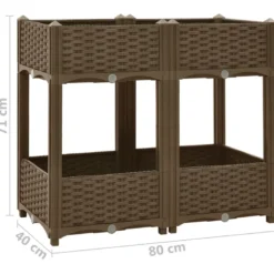 Jardinière lit surélevé plantes fleurs jardin 80 80 x 40 x 71 cm marron