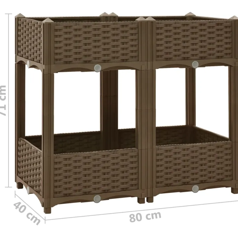 Jardinière lit surélevé plantes fleurs jardin 80 80 x 40 x 71 cm marron